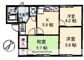 フレグランス宮郷 A棟(3K/2階)の間取り写真