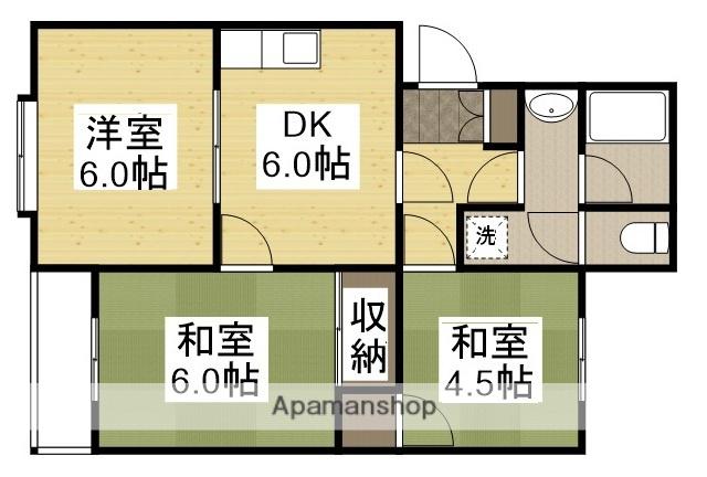 中谷山岡ビル(3DK/3階)の間取り写真