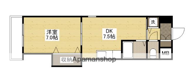 ミッションデルタ(1DK/6階)の間取り写真