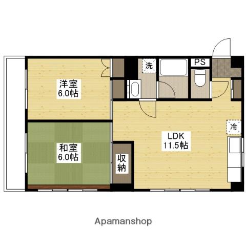 森岡ビル(2LDK/3階)の間取り写真