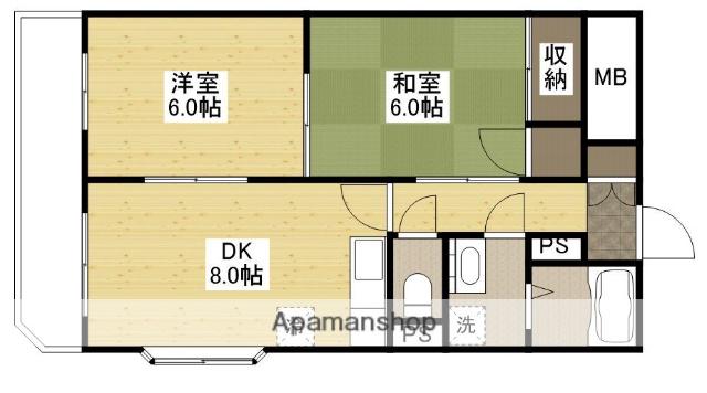 シャインハウスD棟(2DK/1階)の間取り写真