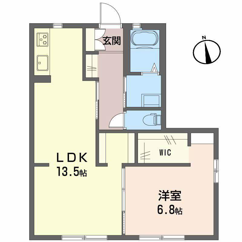 ラウンド・ヒルズ(1LDK/1階)の間取り写真