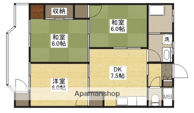 中川ビル(3DK/3階)の間取り写真