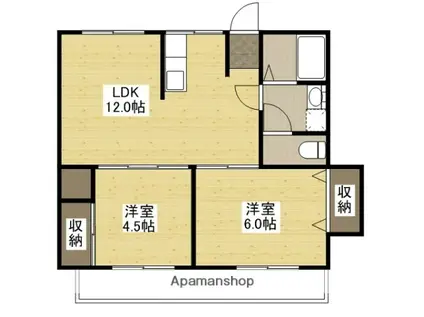 松屋マンション(2LDK/3階)の間取り写真