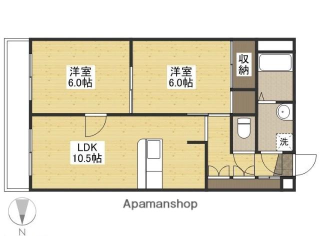 平稲ビル(2LDK/3階)の間取り写真