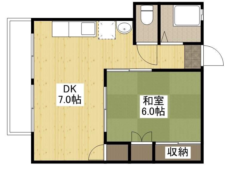 末本ビル(1DK/4階)の間取り写真