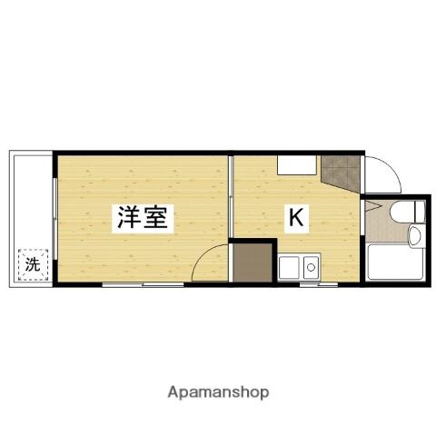 サンライズ三宅B棟(1K/2階)の間取り写真