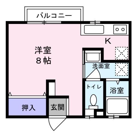 MATERIAL APARTMENT廿日市(ワンルーム/2階)の間取り写真