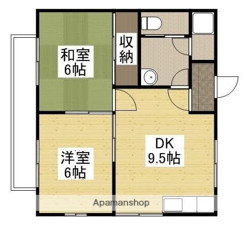 木村アパート(2DK/2階)の間取り写真