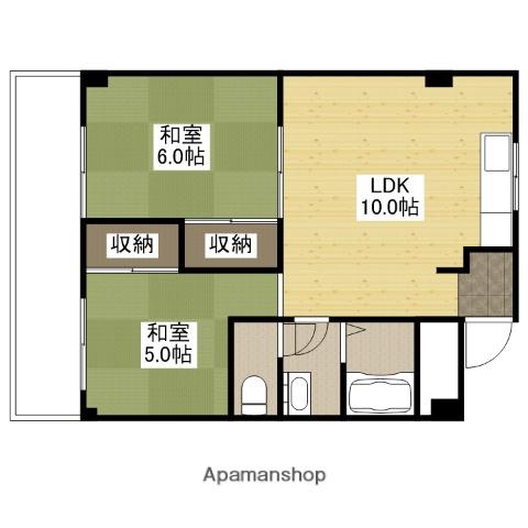 コーポ安古市(2LDK/7階)の間取り写真
