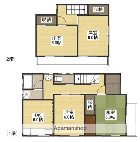 広島電鉄宮島線 東高須駅 徒歩17分 2階建 築59年(4DK)の間取り写真