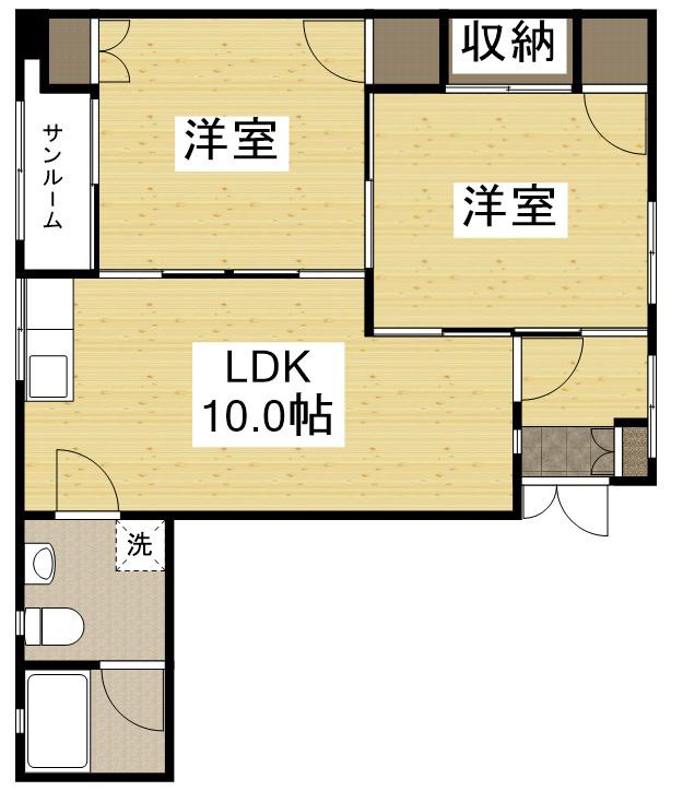 CALM中広(2LDK/3階)の間取り写真