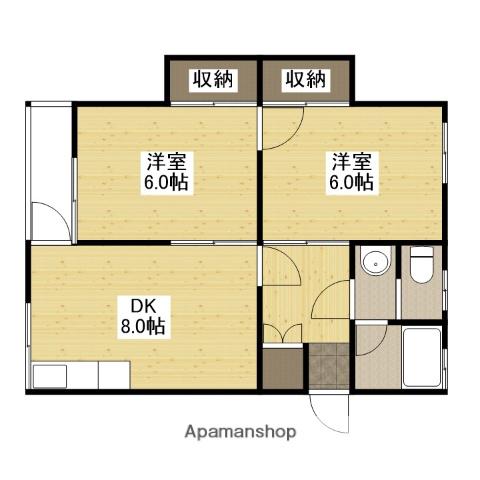 グランドヒルズタクミ戸坂Ⅱ(2DK/1階)の間取り写真