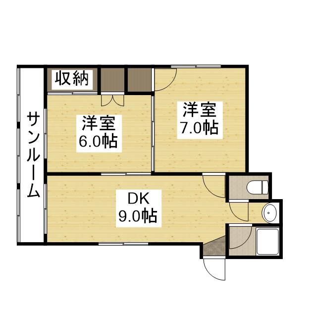 國近ビル(2DK/3階)の間取り写真