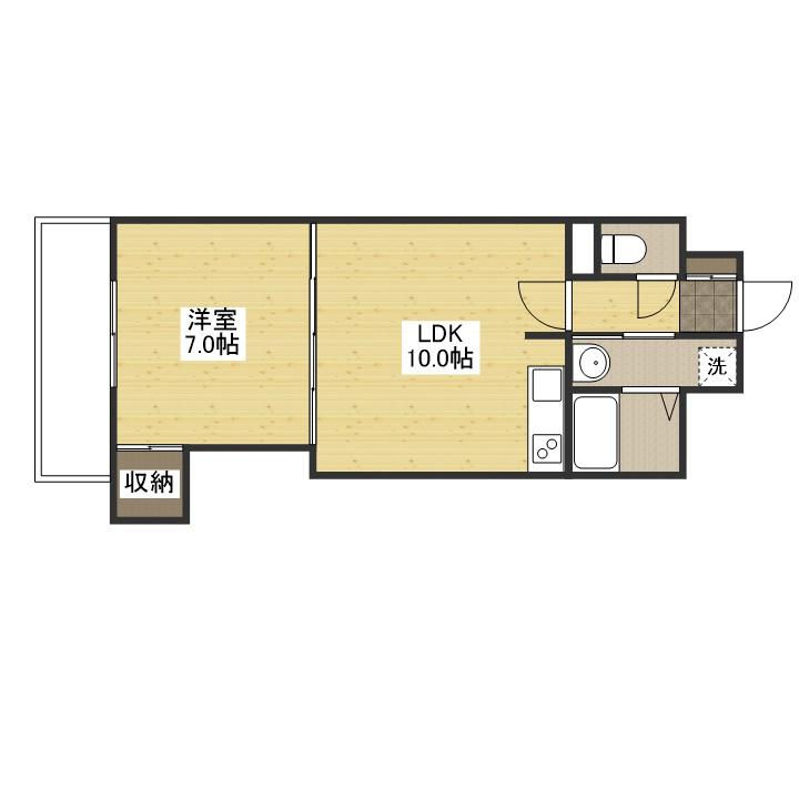 ベルパッソ平和公園(1LDK/2階)の間取り写真