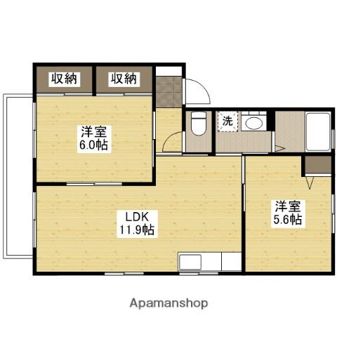 グリーンヒルズ瀬野西(2LDK/2階)の間取り写真
