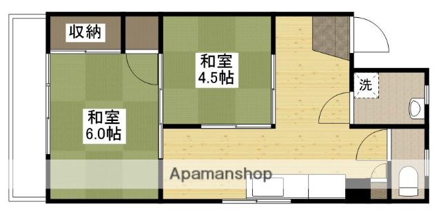 安芸コーポラス(2K/4階)の間取り写真