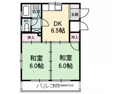 カルチェ佐川(2DK/3階)の間取り写真