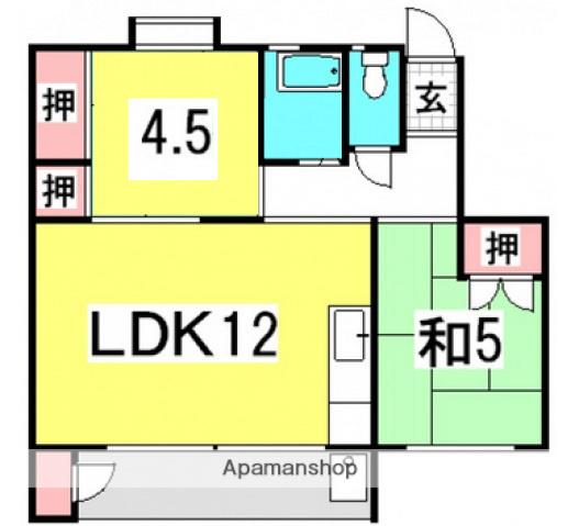 鈴が台団地H棟(2LDK/4階)の間取り写真
