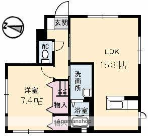 シャルムウエバラA棟(1LDK/1階)の間取り写真