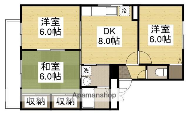 セジュール石田F棟(3DK/3階)の間取り写真
