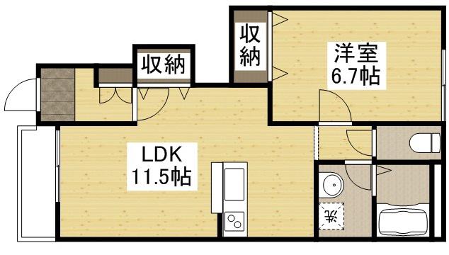 ココットⅡ(1LDK/1階)の間取り写真