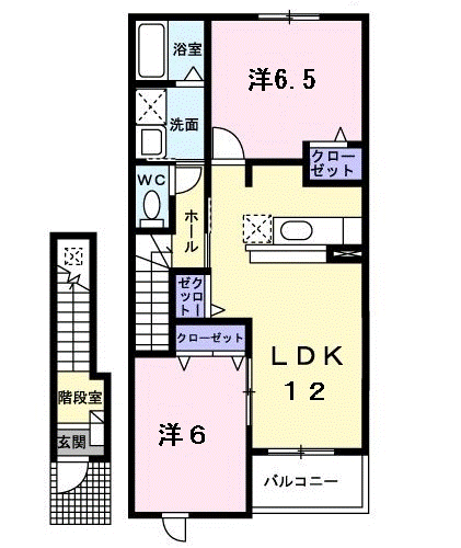 グレースカントリーⅠ(2LDK/2階)の間取り写真