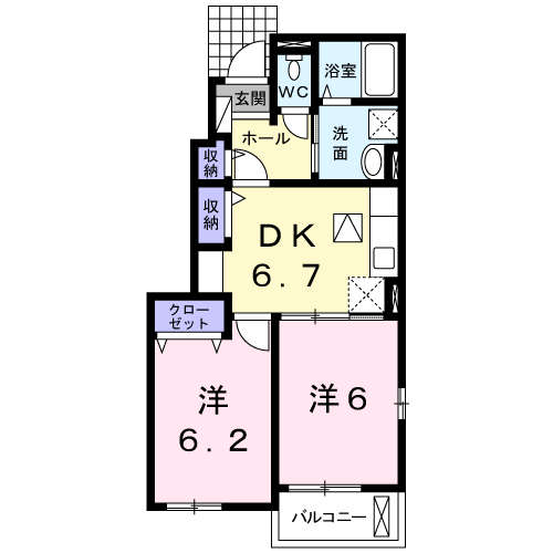 ラフォンテ(2DK/1階)の間取り写真