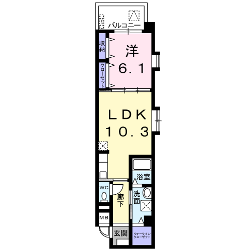 アンジュール K(1LDK/4階)の間取り写真