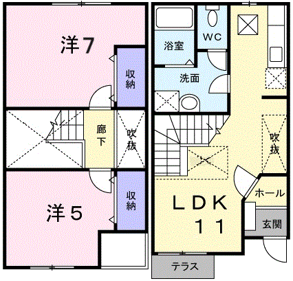 ネオクレストールA(2LDK/1階)の間取り写真