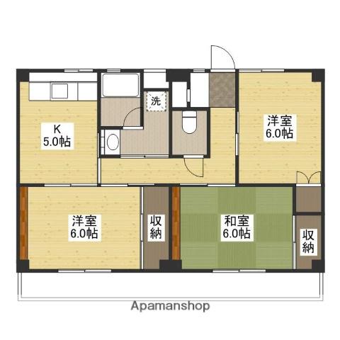 サンローレル宮内 A棟(3K/3階)の間取り写真