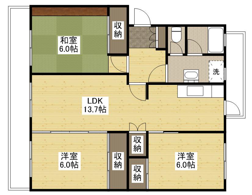 KSB KAIROEN C棟(3LDK/2階)の間取り写真