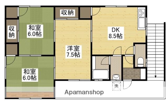 宮脇アパート(3DK/2階)の間取り写真