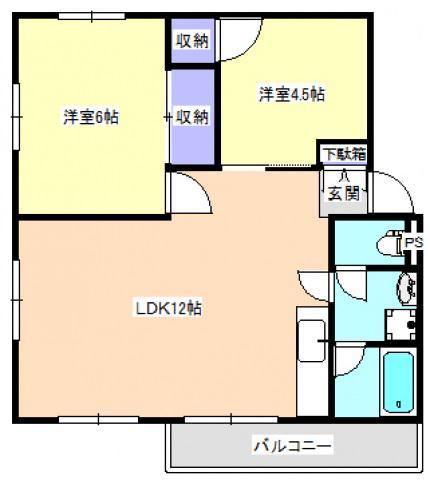 コーポ川内(2LDK/2階)の間取り写真