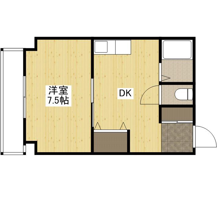 あずまビル(1DK/6階)の間取り写真