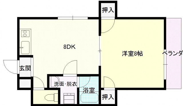 ノーブル平和大通(1LDK/9階)の間取り写真
