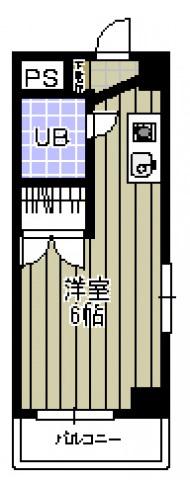 サウスヒルズ(1K/3階)の間取り写真