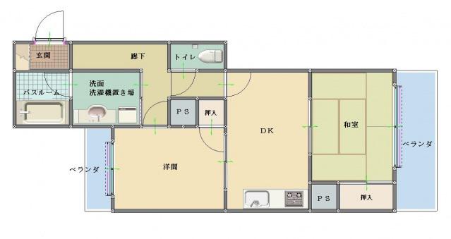 Yビル(2DK/3階)の間取り写真