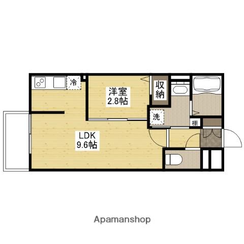 月光南観音 壱番館(1LDK/2階)の間取り写真