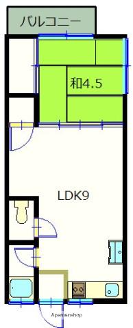 桂荘(1K/2階)の間取り写真