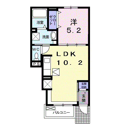 フレマリール吉島(1LDK/1階)の間取り写真