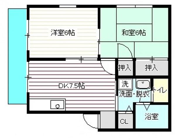 セジュール山田(2DK/1階)の間取り写真