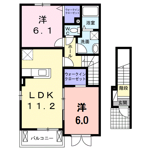 モンテブリスク(2LDK/2階)の間取り写真