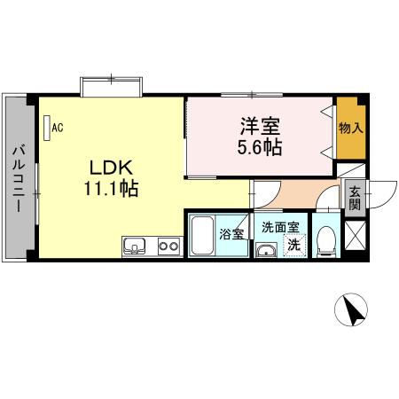 コンフォール空港通(1LDK/6階)の間取り写真