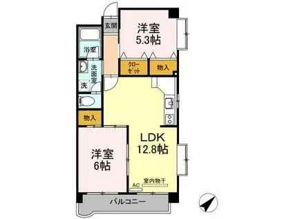 平田マンション(3DK/2階)の間取り写真