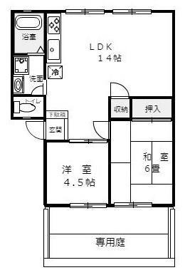 サンライフ西本(2LDK/1階)の間取り写真