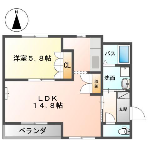 ベルジュ・シュシュ(1LDK/2階)の間取り写真