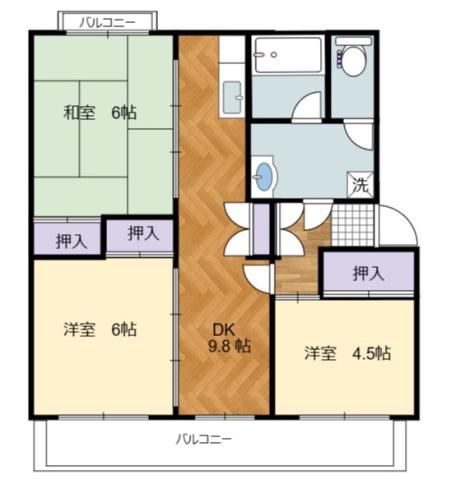 高陽真亀団地 1号棟(3DK/3階)の間取り写真