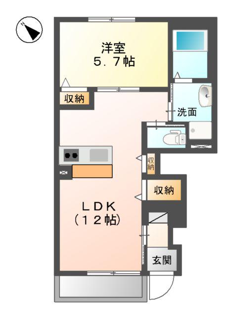 ボヌール三条(1LDK/1階)の間取り写真