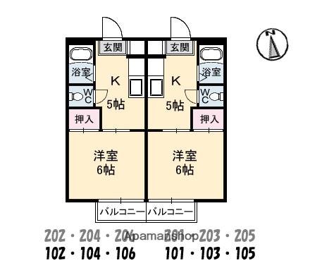 シティーM(1K/2階)の間取り写真